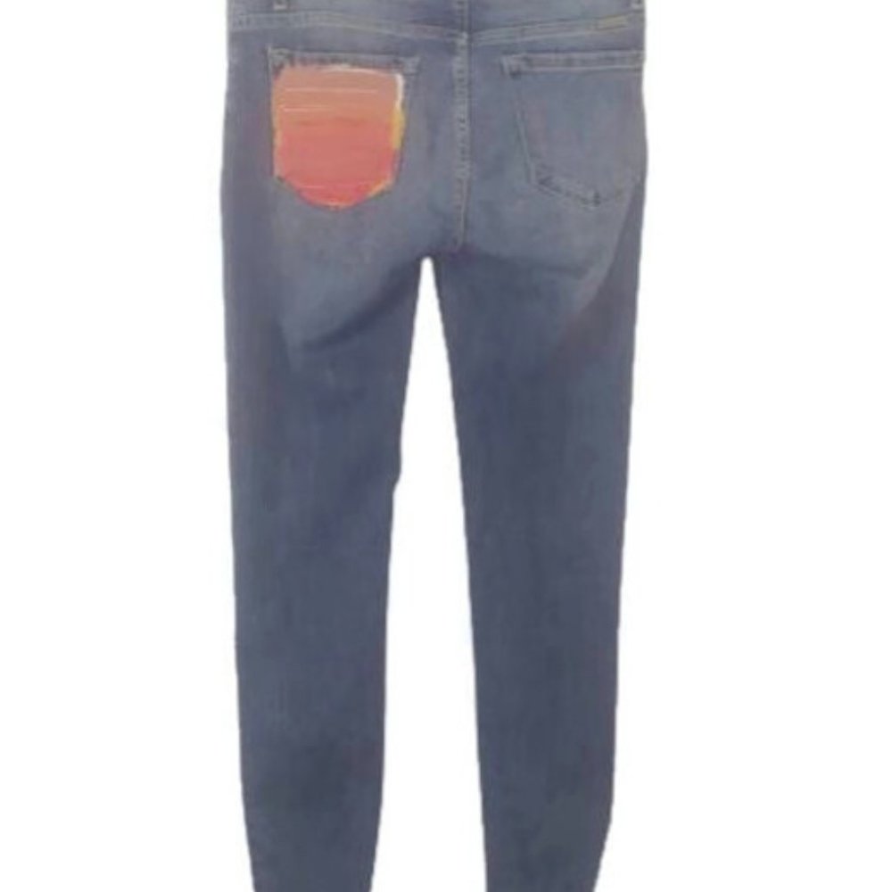 KanCan Cassandra Mid Rise Super Skinny Jeans with Painted Pocket